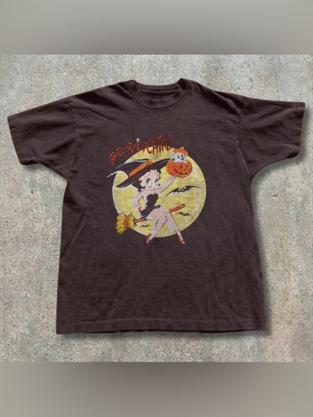 Betty Boop Witch Halloween Vintage Spooky Brown T-Shirt